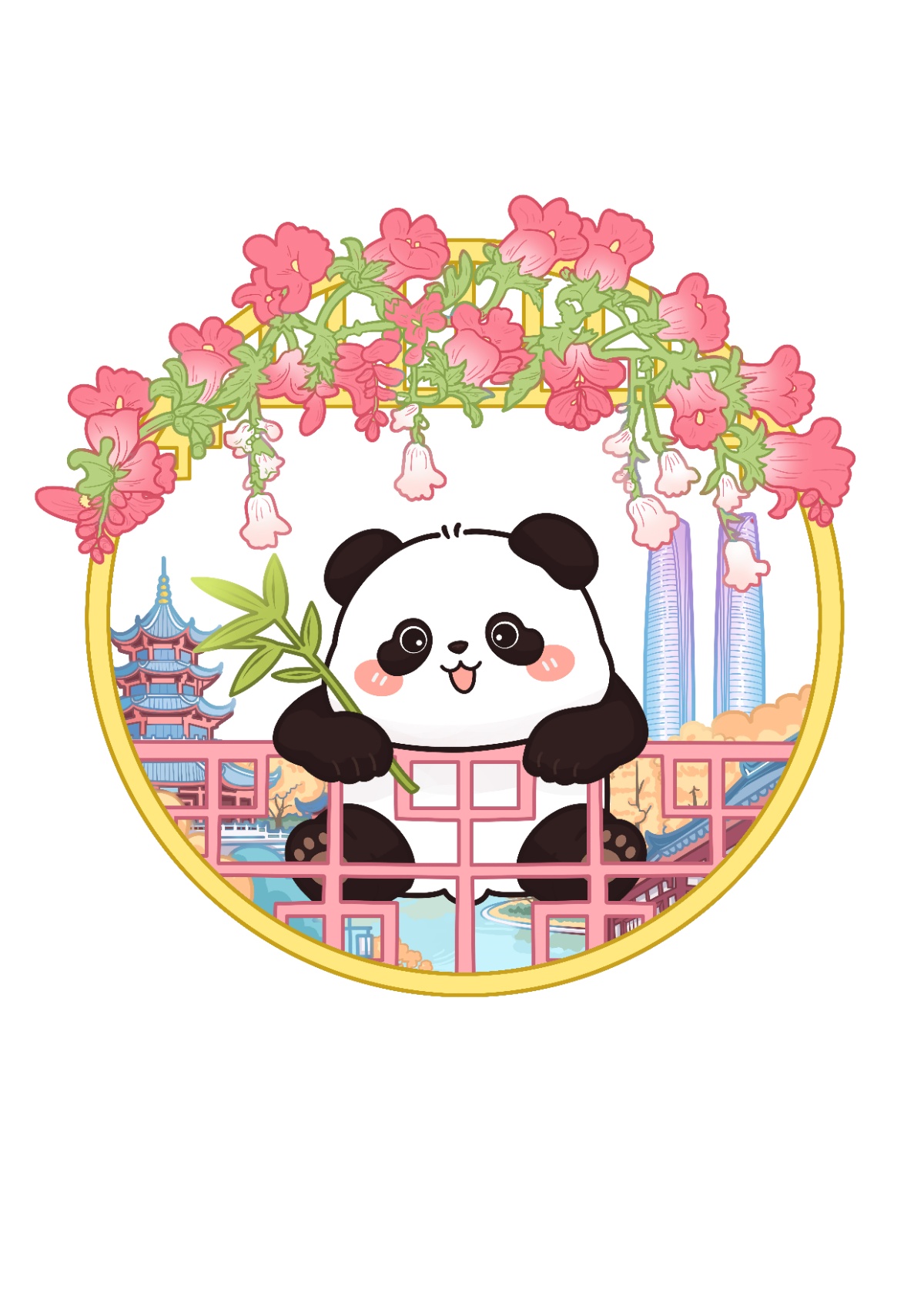 窗叶熊猫 双子塔.